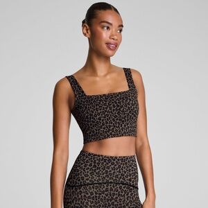 New Spanx Leopard Print Cropped Square Neck Shelf Tank Size Medium